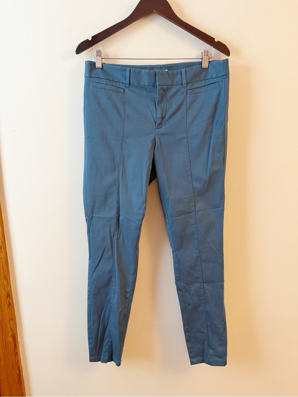 Ann Taylor Loft Dusty Blue Front Seam Cotton Pants Size 6 EUC